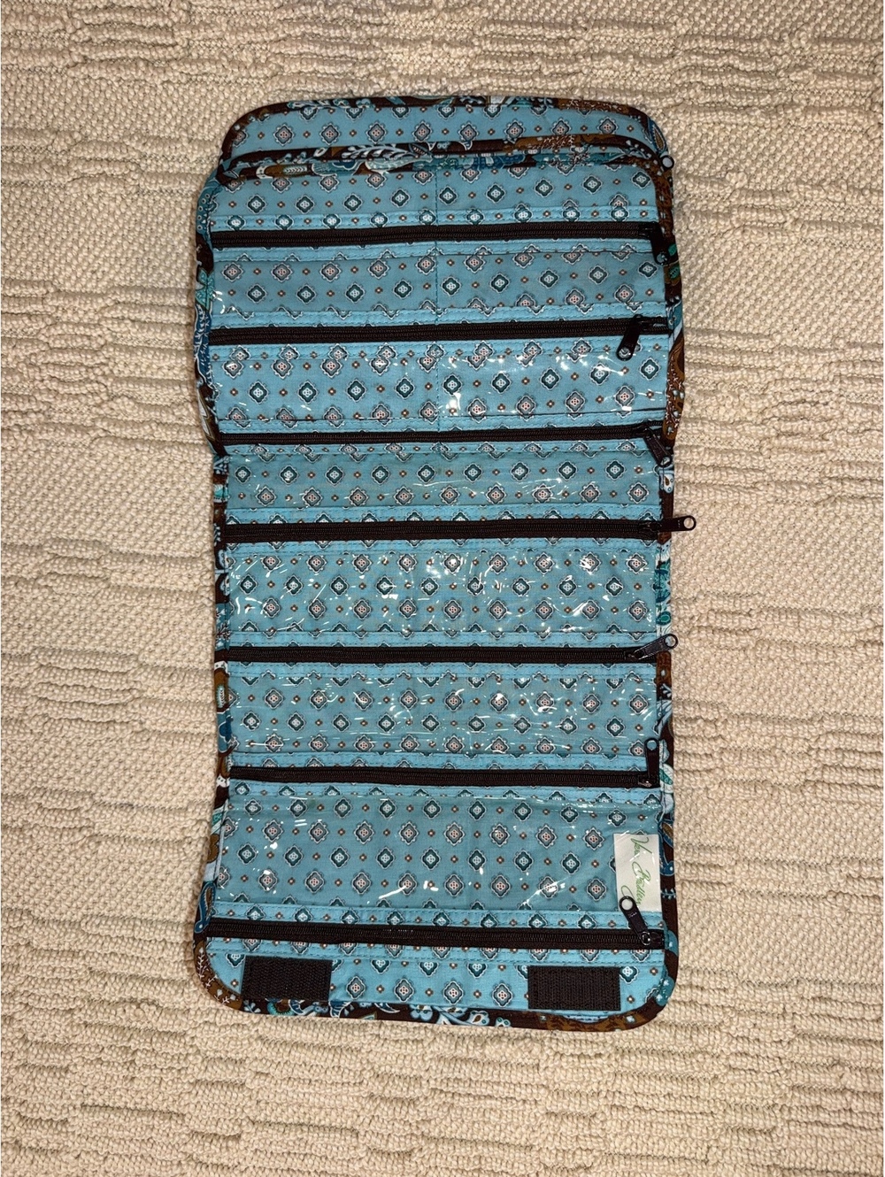 Blue floral hanging jewelry organizer